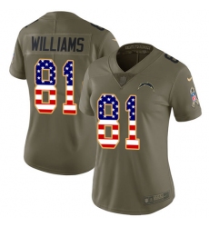 Women's Nike Los Angeles Chargers #81 Mike Williams Limited Olive/USA Flag 2017 Salute to Service NFL Jersey
