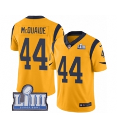 Men's Nike Los Angeles Rams #44 Jacob McQuaide Limited Gold Rush Vapor Untouchable Super Bowl LIII Bound NFL Jersey