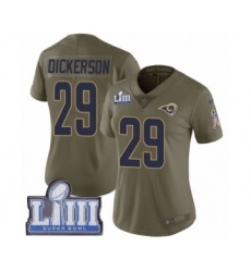 Women's Nike Los Angeles Rams #29 Eric Dickerson Limited Olive 2017 Salute to Service Super Bowl LIII Bound NFL Jersey