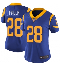 Women's Nike Los Angeles Rams #28 Marshall Faulk Royal Blue Alternate Vapor Untouchable Limited Player NFL Jersey