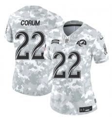 Women's Los Angeles Rams #22 Blake Corum 2024 F.U.S.E Arctic Camo Salute To Service Limited Stitched Football Jersey(Run Small)