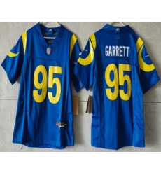 Women's Los Angeles Rams #95 Myles Garrett Limited Blue FUSE Vapor Jersey