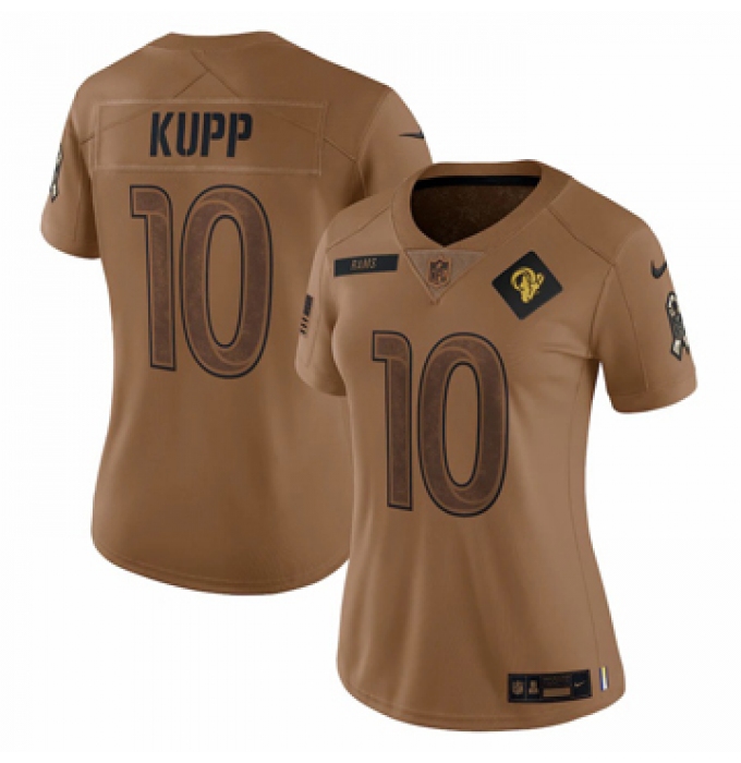 Women's Los Angeles Rams #10 Cooper Kupp Nike Brown 2023 Salute To Service Limited Jersey