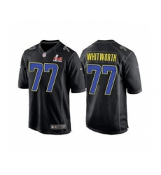 Men's Los Angeles Rams #77 Andrew Whitworth Black 2022 Super Bowl LVI Game Stitched Jersey