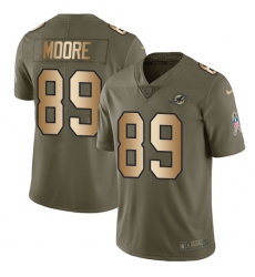 Men's Nike Miami Dolphins #89 Nat Moore Limited Olive/Gold 2017 Salute to Service NFL Jersey