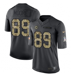 Youth Nike Miami Dolphins #89 Nat Moore Limited Black 2016 Salute to Service NFL Jersey