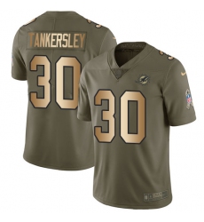 Men's Nike Miami Dolphins #30 Cordrea Tankersley Limited Olive/Gold 2017 Salute to Service NFL Jersey