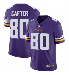Men's Nike Minnesota Vikings #80 Cris Carter Purple Team Color Vapor Untouchable Limited Player NFL Jersey