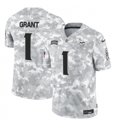 Men's Minnesota Vikings #1 Bud Grant 2024 F.U.S.E Arctic Camo Salute To Service Limited Stitched Football Jersey