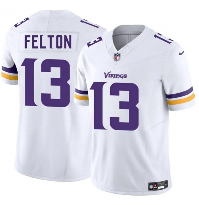 Men's Minnesota Vikings #13 Tai Felton White 2025 Draft F.U.S.E. Vapor Untouchable Limited Football Stitched Jersey