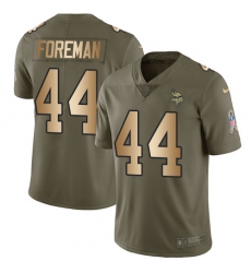 Men's Nike Minnesota Vikings #44 Chuck Foreman Limited Olive/Gold 2017 Salute to Service NFL Jersey
