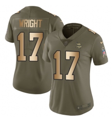 Women's Nike Minnesota Vikings #17 Jarius Wright Limited Olive/Gold 2017 Salute to Service NFL Jersey