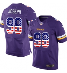 Men's Nike Minnesota Vikings #98 Linval Joseph Elite Purple Home USA Flag Fashion NFL Jersey