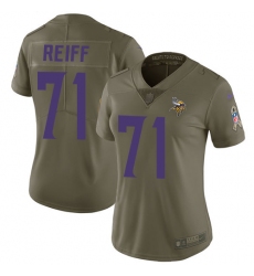 Women's Nike Minnesota Vikings #71 Riley Reiff Limited Olive 2017 Salute to Service NFL Jersey
