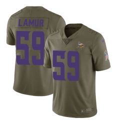 Youth Nike Minnesota Vikings #59 Emmanuel Lamur Limited Olive 2017 Salute to Service NFL Jersey
