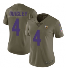 Women's Nike Minnesota Vikings #4 Ryan Quigley Limited Olive 2017 Salute to Service NFL Jersey
