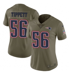 Women's Nike New England Patriots #56 Andre Tippett Limited Olive 2017 Salute to Service NFL Jersey