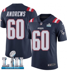 Men's Nike New England Patriots #60 David Andrews Limited Navy Blue Rush Vapor Untouchable Super Bowl LII NFL Jersey