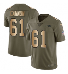 Men's Nike New England Patriots #61 Marcus Cannon Limited Olive/Gold 2017 Salute to Service NFL Jersey