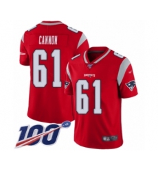 Youth New England Patriots #61 Marcus Cannon Limited Red Inverted Legend 100th Season Football Jersey