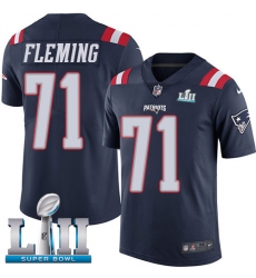 Men's Nike New England Patriots #71 Cameron Fleming Limited Navy Blue Rush Vapor Untouchable Super Bowl LII NFL Jersey