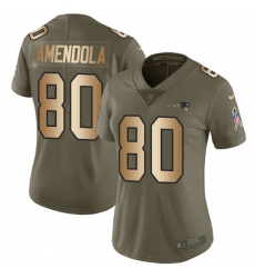 Women's Nike New England Patriots #80 Danny Amendola Limited Olive/Gold 2017 Salute to Service NFL Jersey