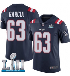 Youth Nike New England Patriots #63 Antonio Garcia Limited Navy Blue Rush Vapor Untouchable Super Bowl LII NFL Jersey