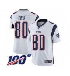 Men's New England Patriots #80 Irving Fryar White Vapor Untouchable Limited Player 100th Season Football Jersey
