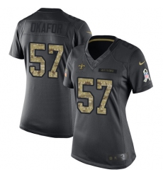 Women's Nike New Orleans Saints #91 Alex Okafor Limited Black 2016 Salute to Service NFL Jersey