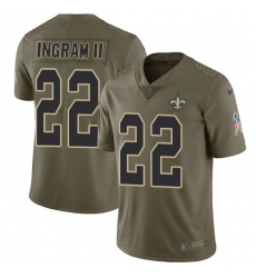 Men's Nike New Orleans Saints #22 Mark Ingram Limited Olive 2017 Salute to Service NFL Jersey