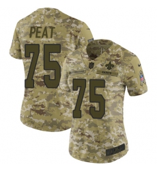 Women's Nike New Orleans Saints #75 Andrus Peat Limited Camo 2018 Salute to Service NFL Jersey