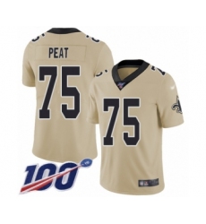 Youth New Orleans Saints #75 Andrus Peat Limited Gold Inverted Legend 100th Season Football Jersey