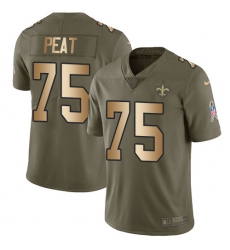 Youth Nike New Orleans Saints #75 Andrus Peat Limited Olive/Gold 2017 Salute to Service NFL Jersey