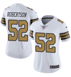 Women's Nike New Orleans Saints #52 Craig Robertson Limited White Rush Vapor Untouchable NFL Jersey