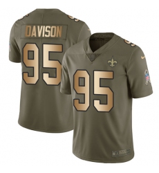 Youth Nike New Orleans Saints #95 Tyeler Davison Limited Olive/Gold 2017 Salute to Service NFL Jersey