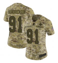 Women's Nike New Orleans Saints #91 Trey Hendrickson Limited Camo 2018 Salute to Service NFL Jersey
