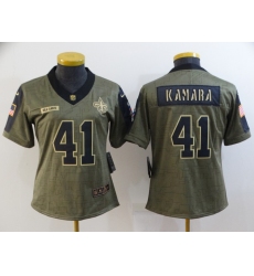Women's New Orleans Saints #41 Alvin Kamara Nike Olive 2021 Salute To Service Limited Player Jersey