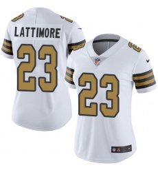 Women's Nike New Orleans Saints #23 Marshon Lattimore Limited White Rush Vapor Untouchable NFL Jersey