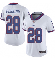 Women's Nike New York Giants #28 Paul Perkins Limited White Rush Vapor Untouchable NFL Jersey