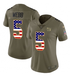 Women's Nike New York Giants #5 Davis Webb Limited Olive/USA Flag 2017 Salute to Service NFL Jersey