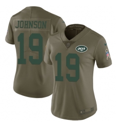 Women's Nike New York Jets #19 Keyshawn Johnson Limited Olive 2017 Salute to Service NFL Jersey