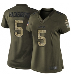 Women's Nike New York Jets #5 Christian Hackenberg Elite Green Salute to Service NFL Jersey