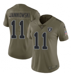 Women's Nike Oakland Raiders #11 Sebastian Janikowski Limited Olive 2017 Salute to Service NFL Jersey