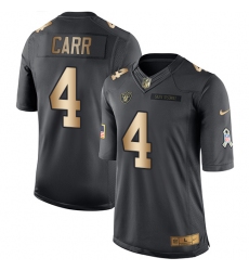 Men's Nike Oakland Raiders #4 Derek Carr Limited Black/Gold Salute to Service NFL Jersey