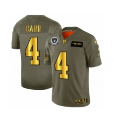 Men's Oakland Raiders #4 Derek Carr Limited Olive Gold 2019 Salute to Service Football Jersey