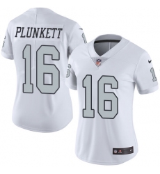Women's Nike Oakland Raiders #16 Jim Plunkett Limited White Rush Vapor Untouchable NFL Jersey
