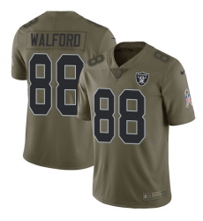 Men's Nike Oakland Raiders #88 Clive Walford Limited Olive 2017 Salute to Service NFL Jersey