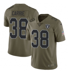 Men's Nike Oakland Raiders #38 T.J. Carrie Limited Olive 2017 Salute to Service NFL Jersey