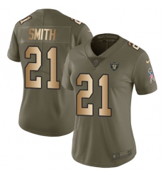 Women's Nike Oakland Raiders #21 Sean Smith Limited Olive/Gold 2017 Salute to Service NFL Jersey
