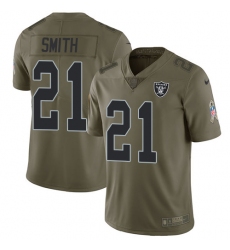Youth Nike Oakland Raiders #21 Sean Smith Limited Olive 2017 Salute to Service NFL Jersey